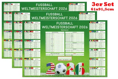 Immagine prodotto di Set da 3 - Agenda dei Mondiali di calcio 2026 - 61x91,5 cm