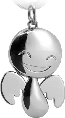 Produktbild von FABACH Schutzengel Schlüsselanhänger Happy - Niedlicher Engel Anhänger aus Metall in glänzendem Silber - Geschenk Glücksbringer Auto Führerschein - Fahr vorsichtig