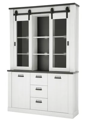 Produktbild von Buffet Sherwood 57 Pinie weiß und anthrazit mit soft-close 133 cm
