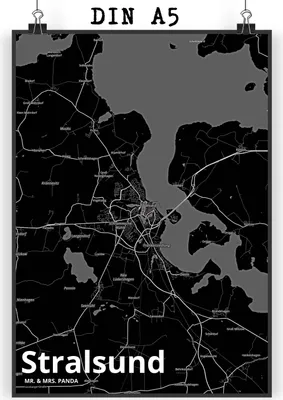 Produktbild von Mr. & Mrs. Panda Bild Stralsund DIN A5 - Geschenk, Stadt, Dorf Karte Landkarte Map Stadtplan, Wandbild, Plakat, drucke, wanddeko, Kunstdruck