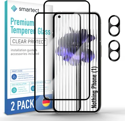 Produktbild von 2x Schutzglas Panzerfolie Full Screen für Nothing Phone (1) + 2x Kameraschutz