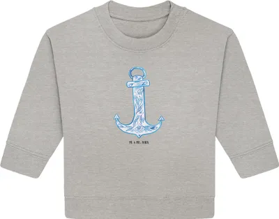Produktbild von Mr. & Mrs. Panda Organic Baby Pullover Anker Blau 24. - 36. Monat - Heather Grey - Geschenk, Lustige Sprüche, Bullover