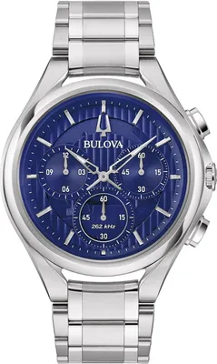 Bulova 96A302 Herrenarmbanduhr Chronograph Curv Stahl/Blau 1