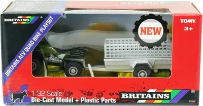 Produktbild von Britains Quad Spielzeug Bauernhof Set mit Anhänger im Maßstab 1:32