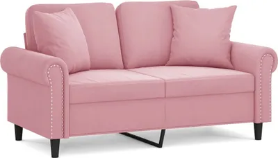 Produktbild von vidaXL 2-Sitzer-Sofa mit Zierkissen Rosa 120 cm Samt