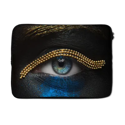 Produktbild von MuchoWow® Laptop Hülle 14 ZollFrau - Augen - Make-up - Luxus - Gold Laptoptasche - Laptoptasche - Stoßsicher - Schutzhaube