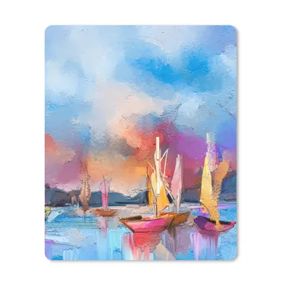 Produktbild von MuchoWow® Mauspad Mousepad Malerei - Boote - Wasser 30x40 cm - Mousepads - Maus Mat - Pad - Mausunterlage - Mausmatten
