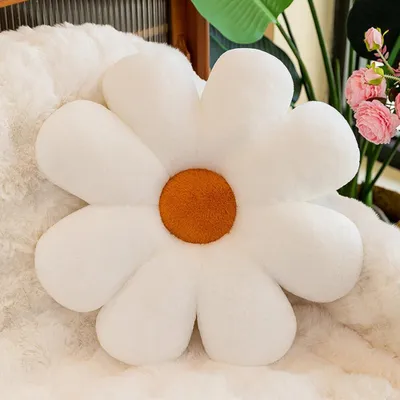 Blumenkissen 50 cm, Gänseblümchen-Form, Sitzkissen, weiß