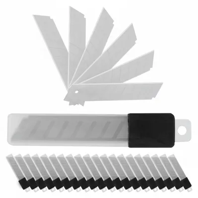 Produktbild von 1200 x Abbrechklingen, 7 Bruchstellen je Klinge, Cutterklingen, extrem scharf, 18 mm, Carbonstahl Ersatzklingen, silber