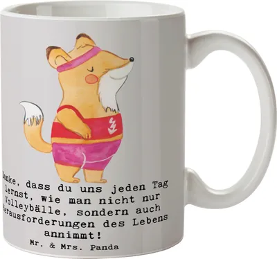 Produktbild von Mr. & Mrs. Panda Tasse Volleyball Trainerin Inspiration - Grau Pastell - Geschenk, Coach, Becher, Mentorin, Kaffeepott, Motivation, Teebecher, Sportarten, Teamgeist