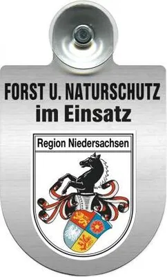 Produktbild von Einsatzschild mit Saugnapf - Forst u. Naturschutz im Einsatz 393813 incl. Regionenwappen nach Wahl Color - Region Niedersachsen