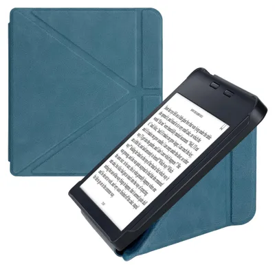 Produktbild von kwmobile Schutzhülle für Kobo Libra 2 Hülle - Kunstleder Case - eReader Klapphülle mit Auto Sleep Funktion - Cover mit Ständer - Petrol