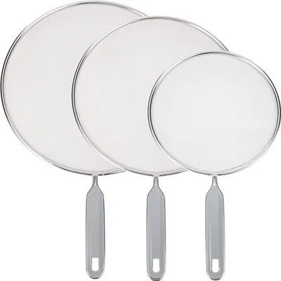 Produktbild von ONVAYA® Pfannenspritzschutz | 3-TLG. Set | ∅ 20-29 cm | rostfreier Edelstahl | Spritzschutz Pfannen | Fettspritzschutz