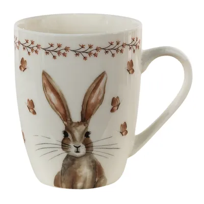 Obrázek produktu pro Clayre & Eef Hrnek 350 ml Béžovo-hnědý porcelánový králík