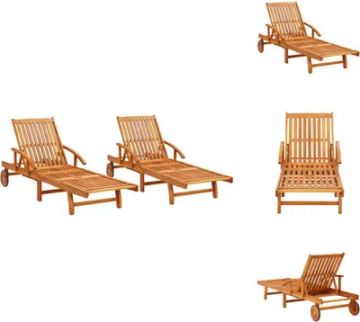 Image de vidaXL Bains de soleil 2 pcs. Bois massif Acacia - Bains de soleil