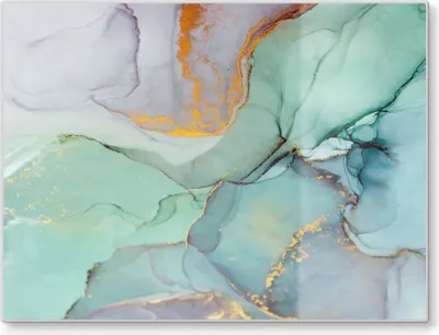 Produktbild von DEQORI Schneidebrett Glas 40x30 cm 'Zerlaufene Wasserfarbe' Schneideplatte groß