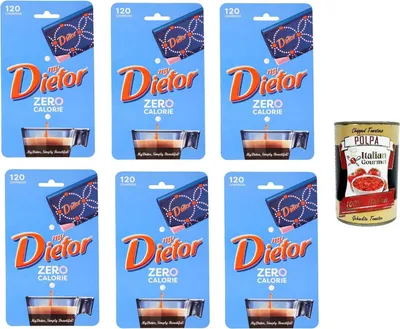 Produktbild von Dietor, my Dietor Zero Calorie, Natürlicher Süßstoff 0 kcal, Glutenfrei, gluten free, Ohne Aspartam, 6x 120 Tabletten + Italian Gourmet polpa 400g