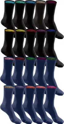 Produktbild von H.I.S. Socken für Damen und Herren, perfekt zu sortieren mit farbigem Innenbündchen. 20 -teilig 10x schwarz, 10x marine Größe 39/42