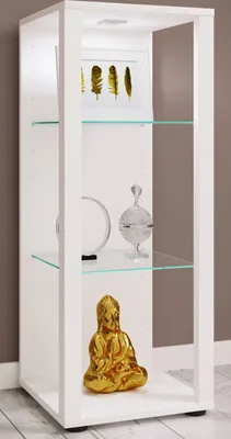 Produktbild von VCM Glasvitrine stehend | Vitrine Glas mit ESG-Sicherheitsglas | Maße ca. H. 90 x B. 35 x T. 35 cm | Standvitrine Glas | Modern und platzsparend | Glas Vitrinenschrank –  Glasol M