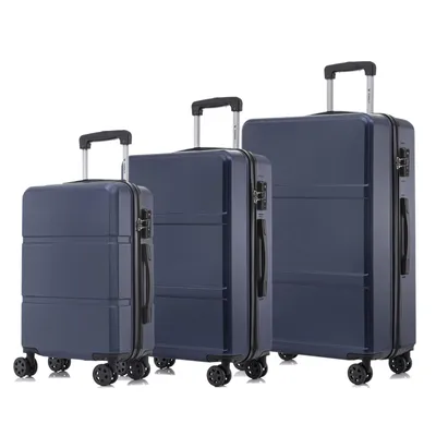 Produktbild von yonsly Premium Reisekoffer TSA-Schloss,YKK-Reißverschluss Hartschalen-Koffer Kabinenkoffer Rollkoffer Suitcase Handgepäck (Dunkelblau, M-L-XL-Set)