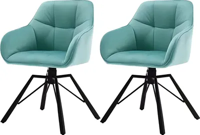 Produktbild von Set aus 2 Drehbaren Esszimmerstühlen – Gepolsterte Komfortstühle mit Armlehnen & Rückenlehne – Für Küche, Wohnzimmer & Restaurant