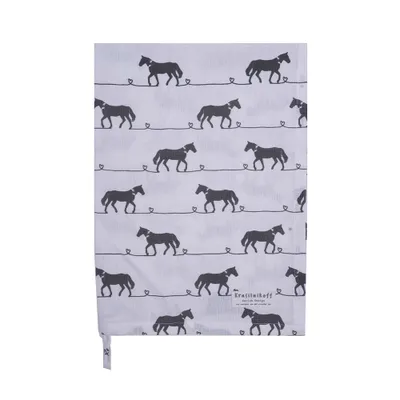 Produktbild von Krasilnikoff – Geschirrtuch KW13411 – Horses, white / Pferde, weiß