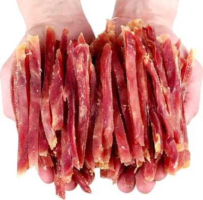 Productafbeelding van Hondensnoepjes, snack, zachte reepjes eend (92%), Hau&Miau, 500 g