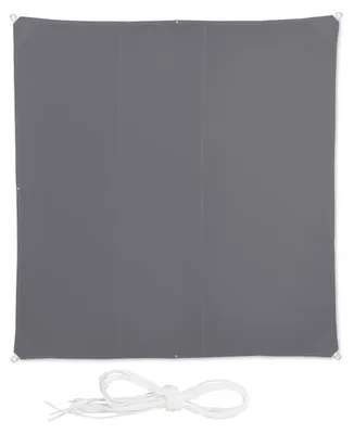 Image de Tente d'ombrage carrée Relaxdays, hydrofuge, protection UV, avec cordes de tension, terrasse, voile de balcon L x P : 4 x 4 m, gris