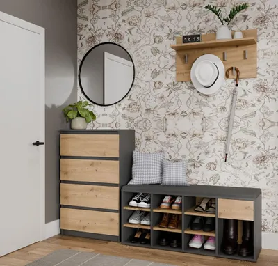 Immagine prodotto di Scarpiera Open TALLIN ANTHRACITE OAK ARTISAN per il corridoio