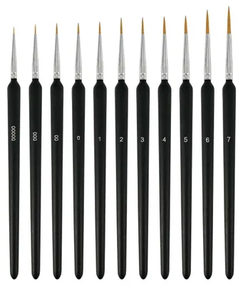 Feinputz-Pinselset, 11-teilig, für Acryl, Öl, Miniaturen & Nageldesign