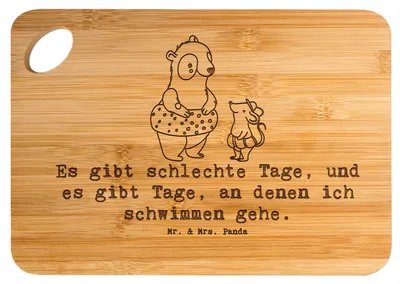 Produktbild von Mr. & Mrs. Panda Holzbrett Otter Schwimmen - Transparent - Geschenk, Holzbrettchen, Schwimmkurs, Frühstücksbrettchen, Wassersport, Frühstücksbrett, Schneidebrett, Brett