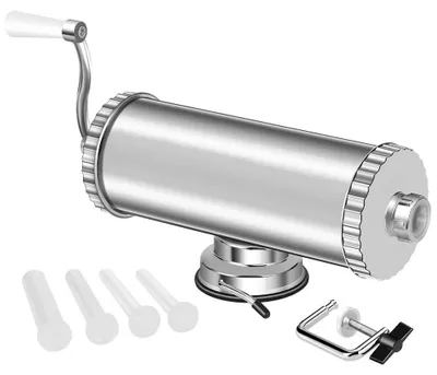 Wurstfüller, horizontal, Aluminium, 3 l, mit 4 Aufsätzen