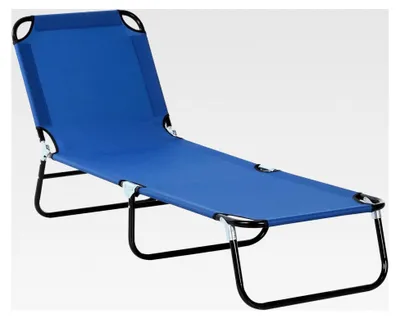 Produktbild von Klappbare Sonnenliege mit 5-fach verstellbarer Rückenlehne, wetterfester Liegestuhl für Camping, Gartenstuhl bis 120 kg belastbar, Blau