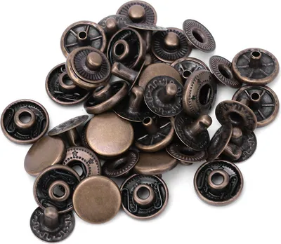 Zdjęcie produktu dla Zestaw 50 sztuk zatrzasków z czystego mosiądzu, okrągłe guziki, akcesoria do ozdabiania tkanin i bagażu (12,5 mm, kolor brązowy)