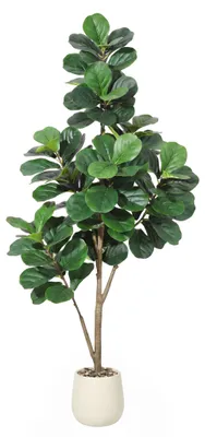 Image de Ficus lyrata artificiel, 180 cm - Blanc - Plante d'intérieur réaliste, idéale pour la maison, le bureau et la terrasse, ne nécessitant aucun entretien