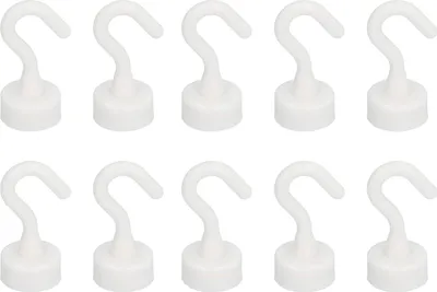 Produktbild von Magnethaken, 10 Stš¹ck Wei? Kunststoff Magnethaken 11lb Mini Extra Stark fš¹r Kš¹hlschrank Mikrowelle