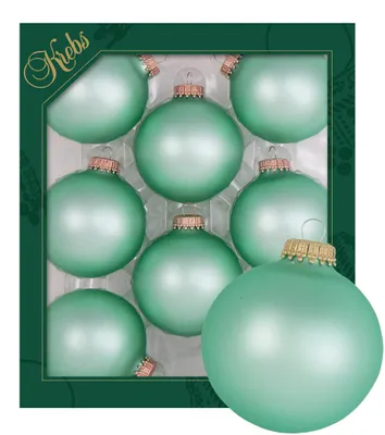 Produktbild von Krebs Glas Lauscha Kugeln im 8er Set - Satin-Hellgrün - Christbaumschmuck aus Glas - Unifarbende Kugeln - Größe: 7cm - 60010