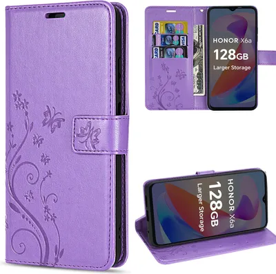 Produktbild von Hülle Honor X6B, Handy Tasche Handyhülle Flip Cover Wallet Case Klapphülle Etui Lila