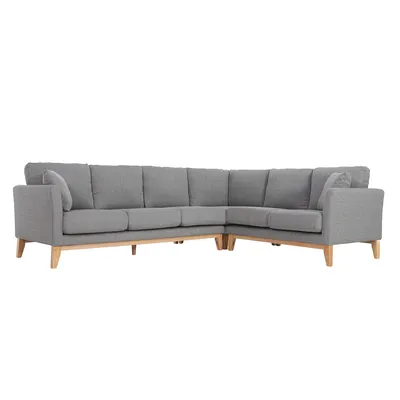 Produktbild von Miliboo - Skandinavisches Ecksofa 5-6 Plätze aus hellgrauem Stoff OSLO