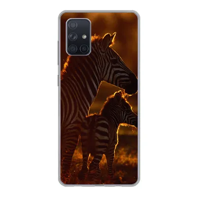 Produktbild von MuchoWow® Handyhülle Schutzhülle Hülle für Samsung Galaxy A51 Zebra - Sonne - Fohlen Silikon Softcase Handy Hülle - Schutzabdeckung
