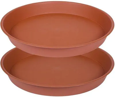 Produktbild von Famanu Vogelbadschalen Set – 2 schwere Kunststoffschalen, 35,5 cm Durchmesser, terracotta