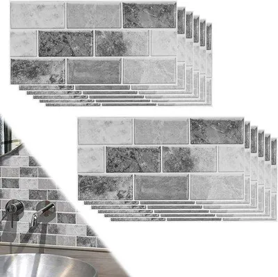Produktbild von Famanu Fliesenaufkleber 12 Stück – Mosaik für Küche und Badezimmer
