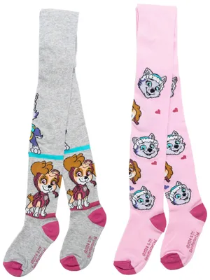 Produktbild von Paw Patrol Strumpfhose für Mädchen - Kinder Strickstrumpfhose Kinderstrumpfhose Grau Rosa (2er Pack) 122-128