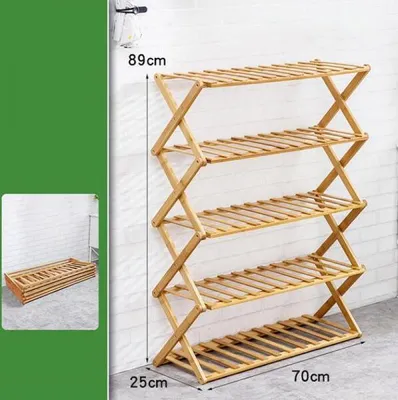 Produktbild von 360Home Bambus Schuh Regal Schuhregal shoerack schrumpfen und falten mobil