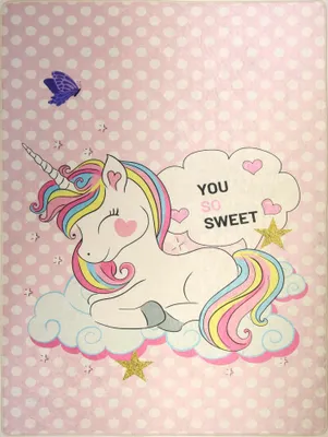 Image de Tapis chambre enfant 80x150 cm Polyester Licorne Sweet