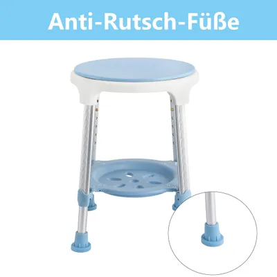 Image de XINZI Chaise de douche pivotante à 360° Tabouret de douche réglable en hauteur Tabouret de bain Tabouret de douche 150kg Assistance à la douche le plateau de siège bleu