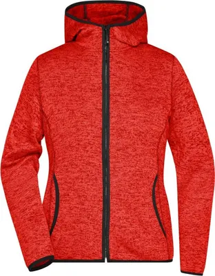 Produktbild von Kapuzenjacke aus Strickfleece in Melangeoptik red-melange/black, Gr. M