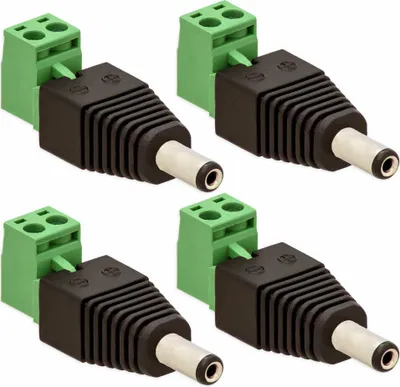 Produktbild von DC Hohl Stecker Adapter 5,5 x 2,1mm > Terminalblock 2Pin Schraub Klemme 2-teilig[4x Stecker]
