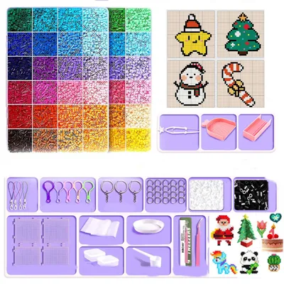 Produktbild von 24000 Bügelperlen Set, 48 Farben 2.6 mm Steckperlen für Kinder Jungen Mädchen
