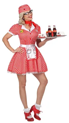 Produktbild von "KELLNERIN 50er JAHRE" (Kleid mit Petticoat, Schürze, Pin, Halstuch, Haube) - Größe: XS